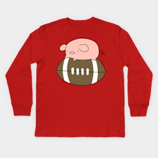 Little Pig and Football Kids Long Sleeve T-Shirt